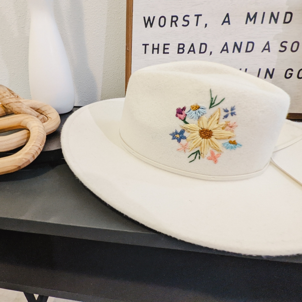 Embroider d Wide Brim Hat